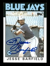 1986 Topps 593 Jesse Barfield crisp blue signed auto autograph  BXCP55