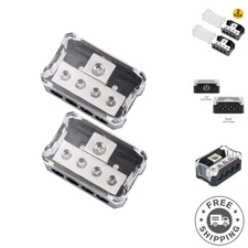 High-Performance 4-Way Power Distribution Block for Car Audio Systems - 2 Pack