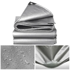 Heavy Duty Tarpaulin 10Mil Finished Size Waterproof Poly Tarp Canopy Shade Cover