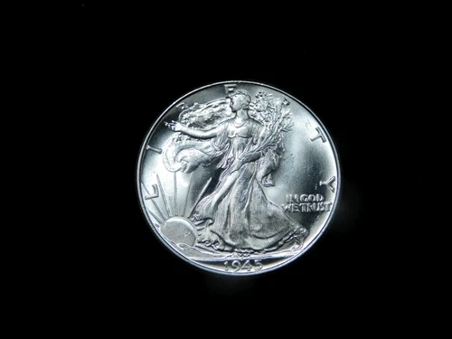1945 50c Walking Liberty Silver Half Dollar - Frosty Bright Uncirculated