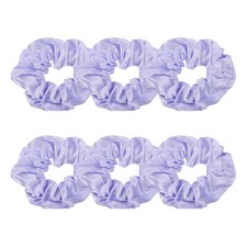 6Pcs Satin Hair Scrunchies Solid Hair Ties Light Purple
