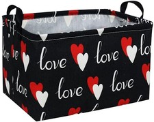 Rectangular Heart Basket Gift Storage Box,Heart Storage Bins 1 Black love