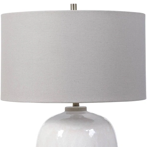 Modern Table Lamp 26" High Cream Ivory Glaze Ceramic Gray Shade for Living Room - Picture 4 of 6