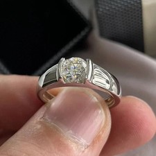 IGI Certified 1CT Round Lab Created Diamond Gift For Husband Ring 14k White Gold