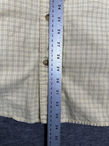 Camicia Eddie Bauer con bottoni uomo XXL 2XL alta gialla a quadri manica lunga vintage - Foto 4 di 7