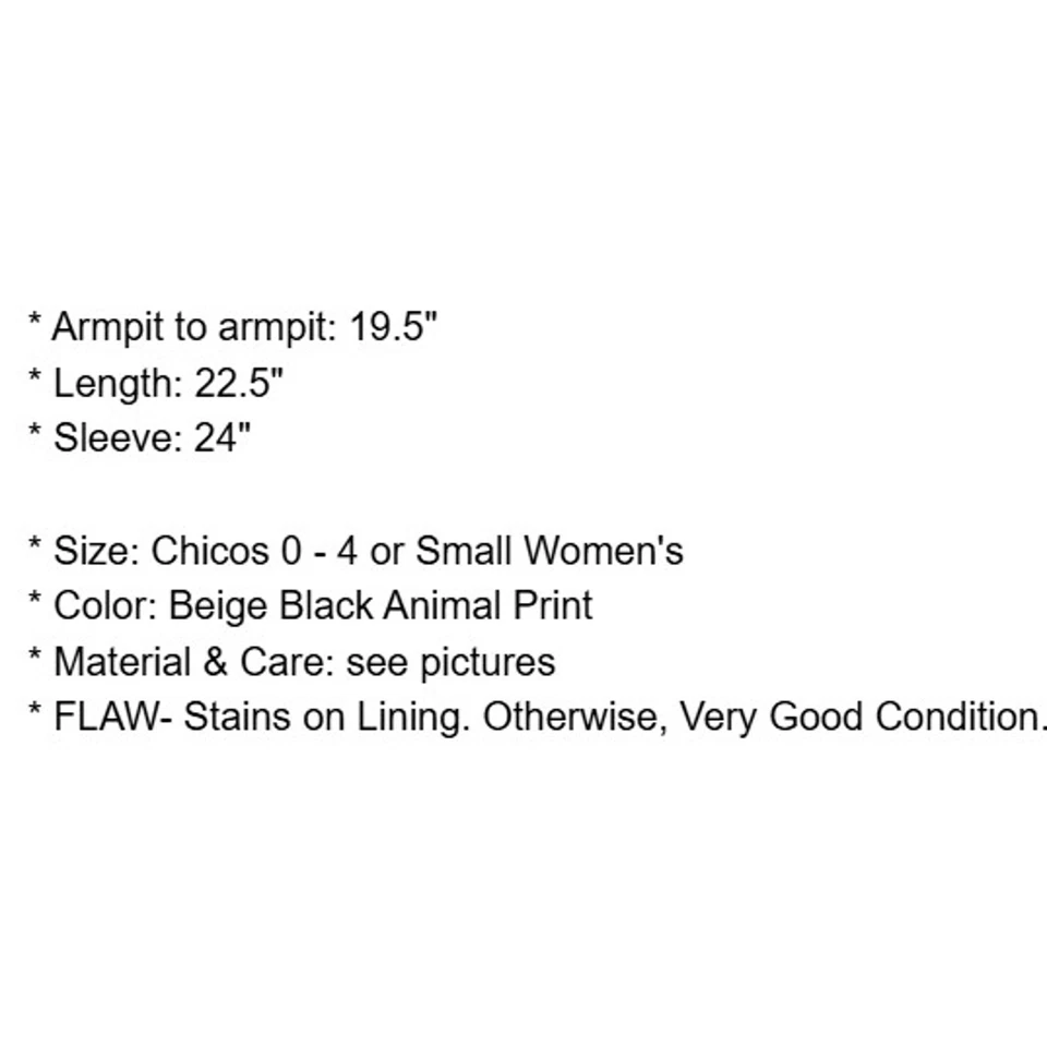 Chaqueta Chicos 0 Mujer 4 Pequeña Cuero Beige Estampado Animal Bolsillos Forrados Defecto Foto 4 de 4