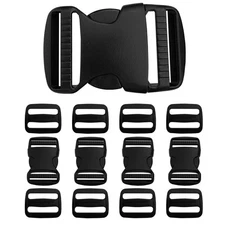 1" Buckles for Straps Quick Side 4 Set 1 inch+8 Tri-Glide Slide, Black 