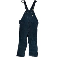 VTG Carhartt Canvas Bib Overalls, 44x34, R03 BLK, Insulated, Faded, Made In USA