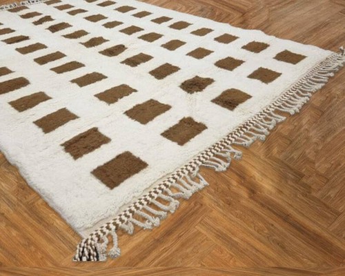Handmade Moroccan Area Rug ,Irregular Grid Checkered Carpet For Living & Bedroom - Picture 2 of 5