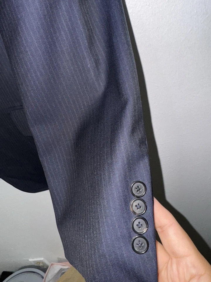 Billy Reid Blazer Blue Sharp Two Button Sport Coat Italian Suit Wool Jacket 44R - Image 4 of 4