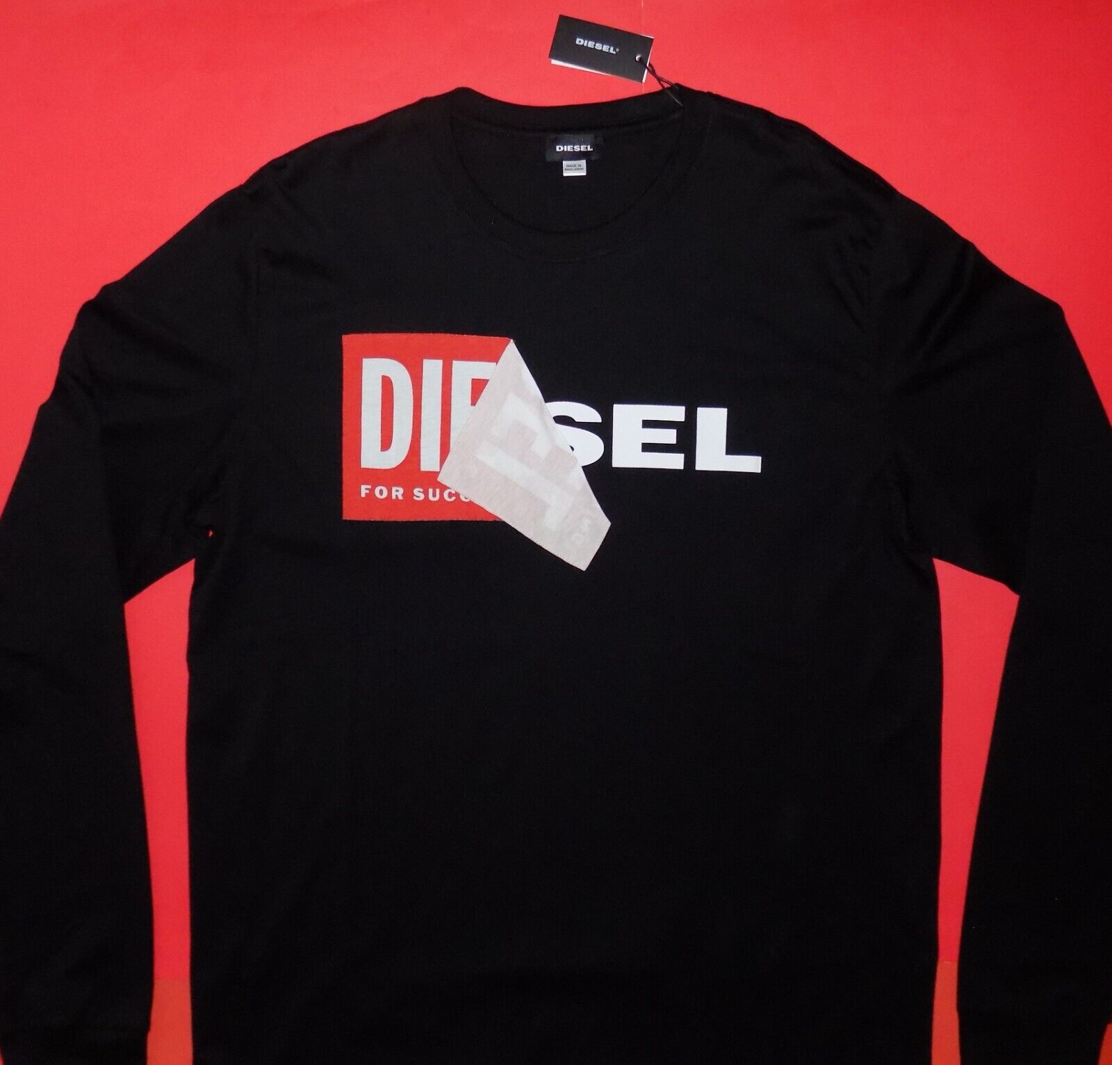 New Diesel T Diego QA tee T Shirt Men Large sz L Black Long Sleeve Slim Fit