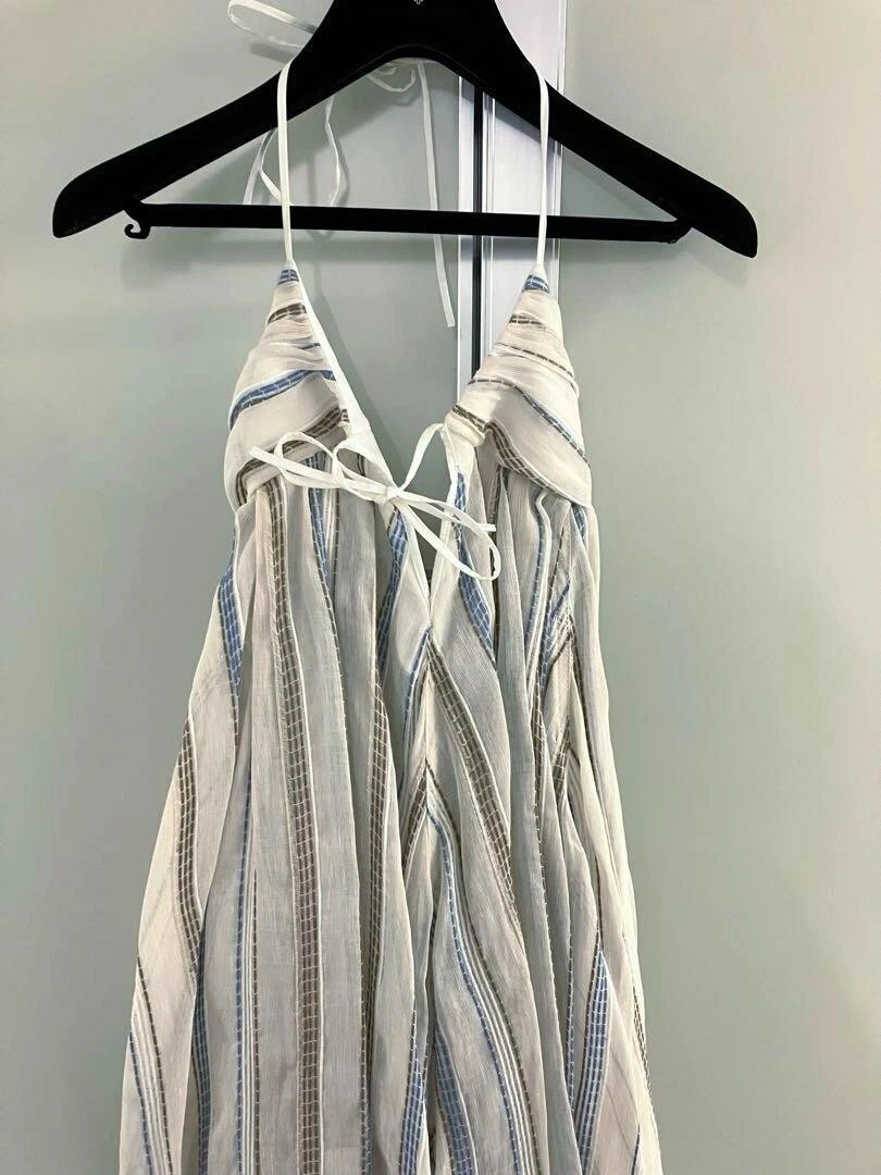 Maxi abito Jacquemus misto lino a righe taglia 38 usa dalppone