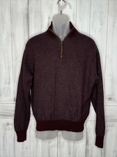 MENS PETER MILLAR PURPLE GRAY MERINO WOOL 1/4 ZIP MOCK NECK PULLOVER SWEATER M?
