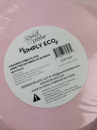 (4) Sophistiplate Eco Friendly Bamboo Fiber Plates + Napkins, Blush Pink Party - Picture 7 of 8