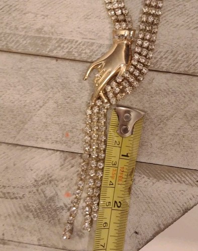Vtg Dripping Clear Rhinestone Juliana Style Hand Bib Necklace - Picture 6 of 9