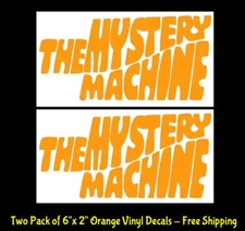 The Mystery Machine Logo 2 Pack 6" Orange Vinyl Decals Car Window Laptop Tablet