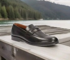 Image of New Clarks UK 6.5 Hawkley Free Black Leather Mens Slip On Shoes Loafer (40 EU)