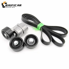 Belt Tensioner & Idler Pulley V-Ribbed Belt Kit For Hyundai & Kia 2.0 2.4 10-16