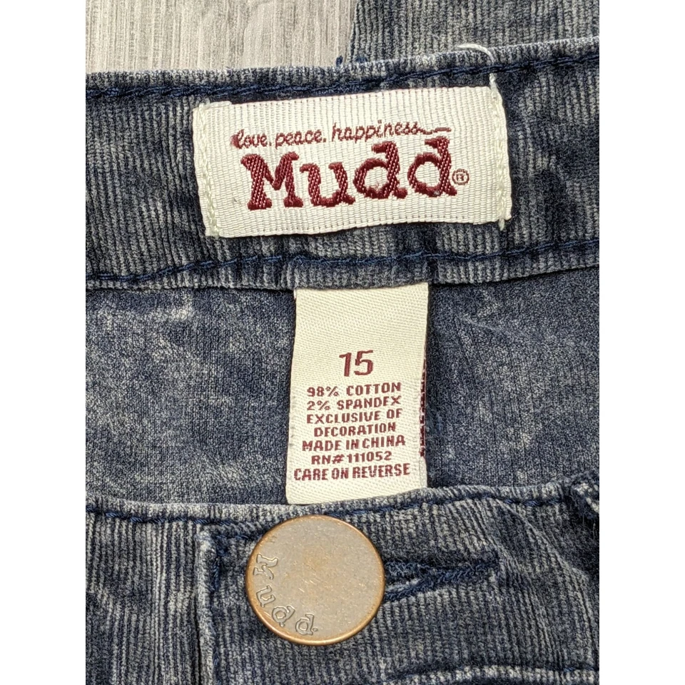 Pantalones Mudd Juniors Talla 15 Pierna Recta Bordados Bolsillos Gris Azul Pana Foto 4 de 4