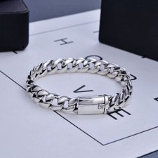 Real 925 Sterling Silver 10mm Miami Cuban Curb Link Chain Bracelet for Men Women