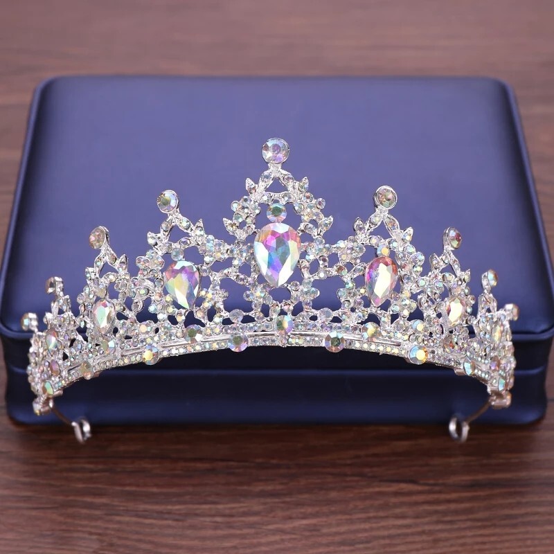 Silver Tiara Holographic gems Crown Princess Queen prom gift  display picture 1