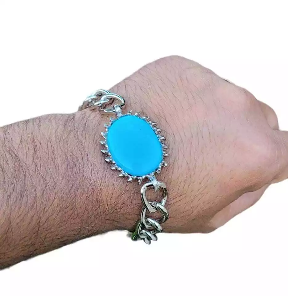 Buy All Stone Real Salman Khan Bracelet Turquoise Stone Original Certified  Curb Chain Bracelet Firoza Stone Bracelet सलमान खान का ब्रेसलेट फिरोजा रत्न  For Astrological Purpose at Amazon.in