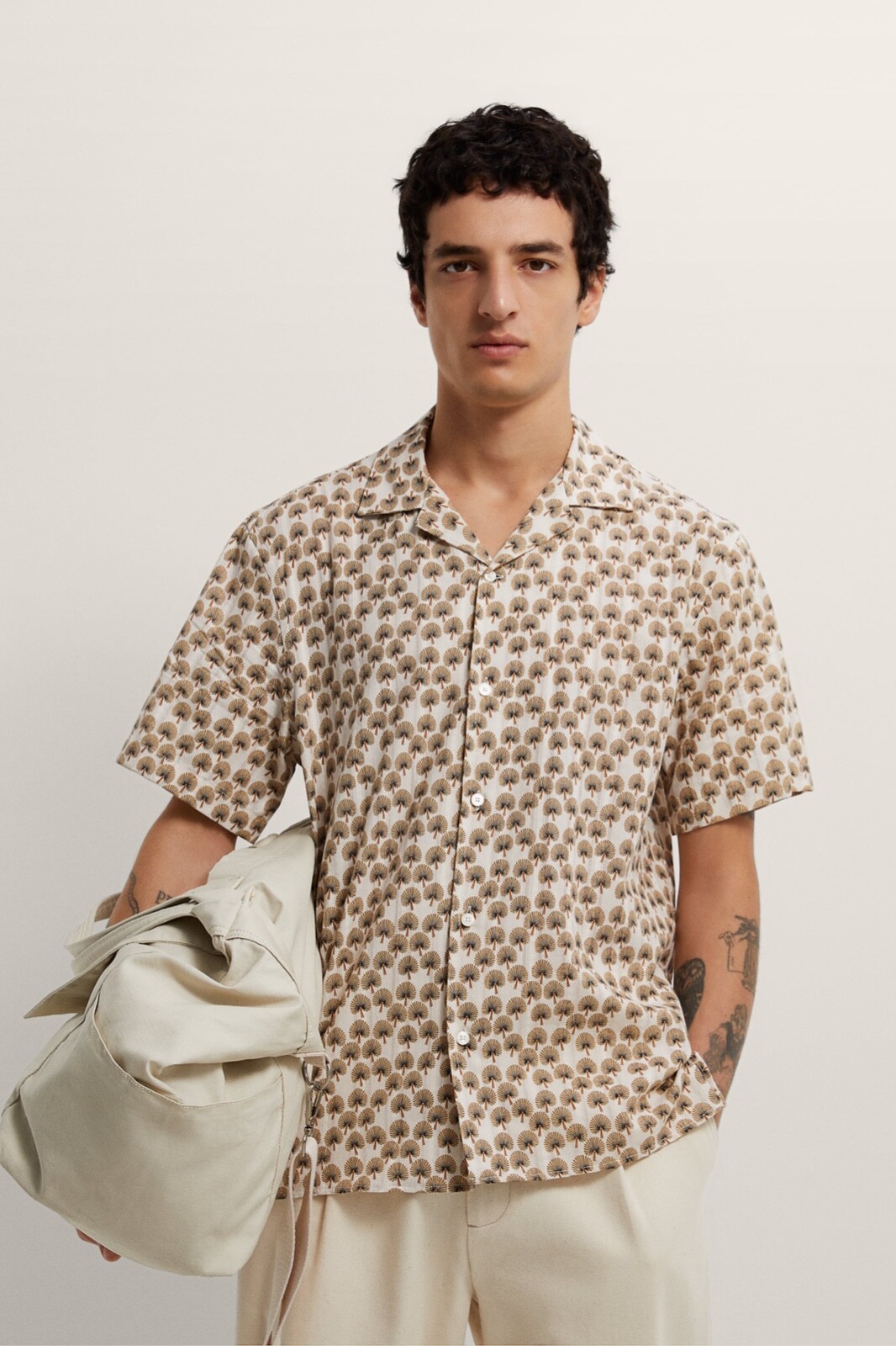 ZARA Geometric Cotton Print Short Sleeve Shirt NEW w/tags Size M | eBay