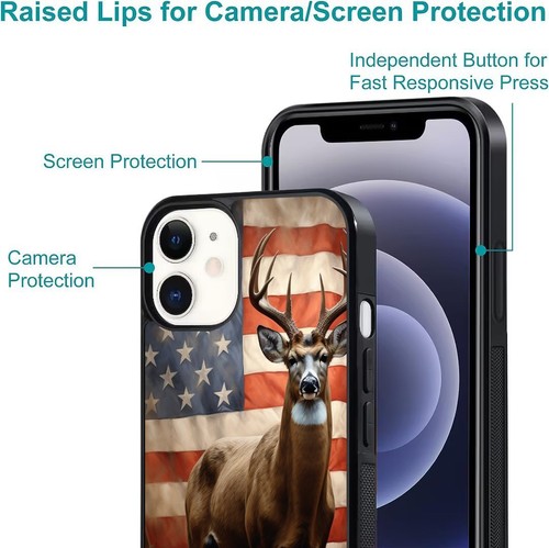 usa flag Buck deer Camo For iPhone SE XS XR Max 5 6 7 8 Plus Anti scratch Cover - Picture 19 of 25