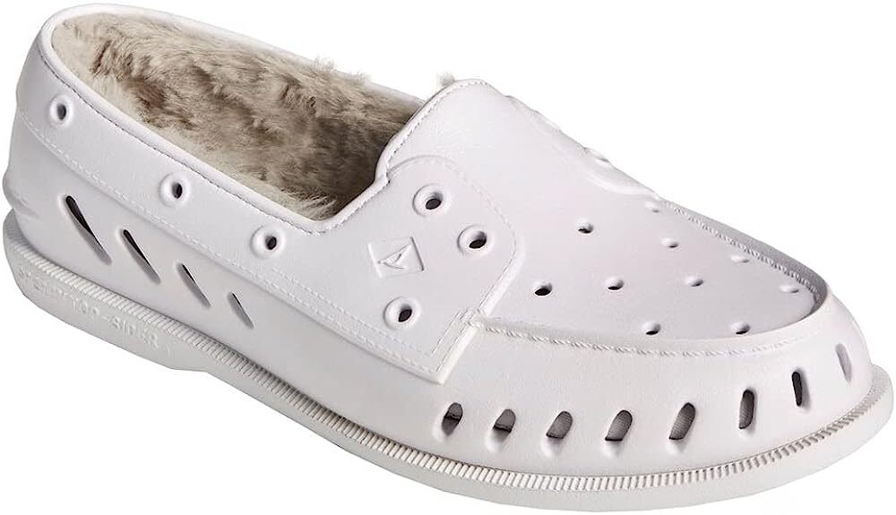 Sperry Men's Float Cozy Boat Shoes White Faux Fur lining Size 11