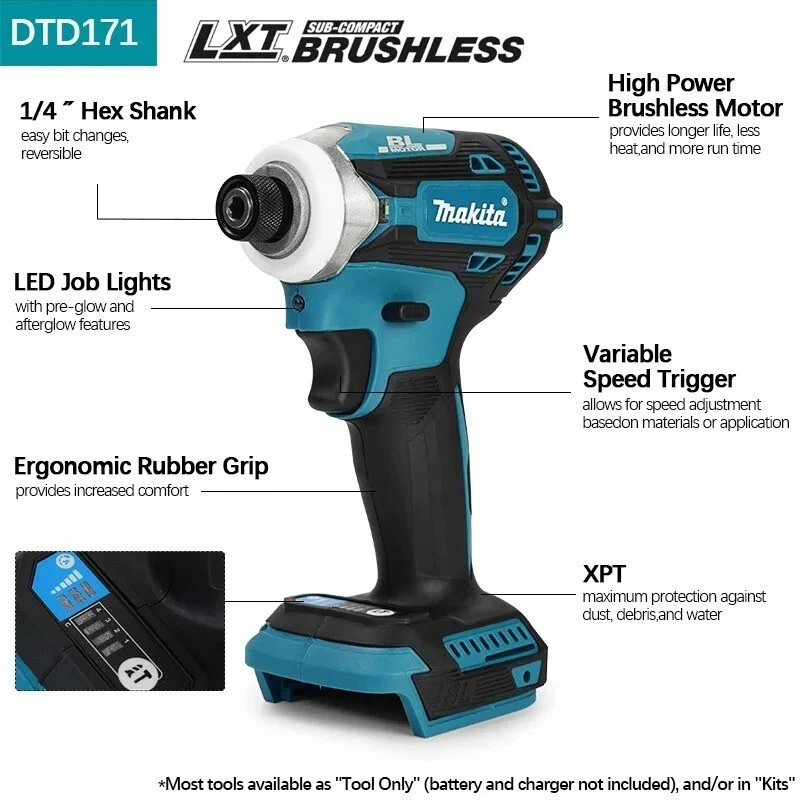 Nuevo Makita 18V XDT11 Inalámbrico 1/4" Impacto, Destornillador, Taladro 18 Voltios LXT Repl XDT11Z Foto 3 de 4