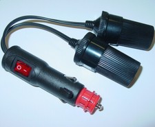 Doppel Verteiler, Adapter mit Schalter, Normstecker/Zigarettenanzünder, D43DP