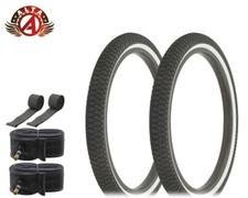 ALTALINE Bicycle TIRES 20" x 1.95 BLACK/WHITE SemiSlick Tread 2 TIRE,TUBE,STRIP