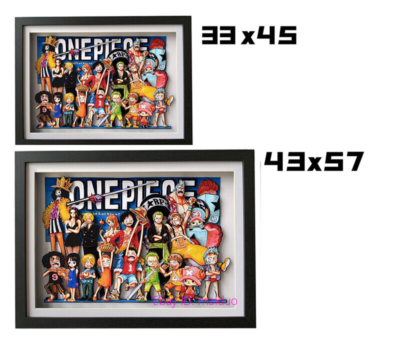 ONE PIECE 3D額縁 [希少] One Piece Straw Pirates Luffy Zoro Picture Frame 3D Paper Art