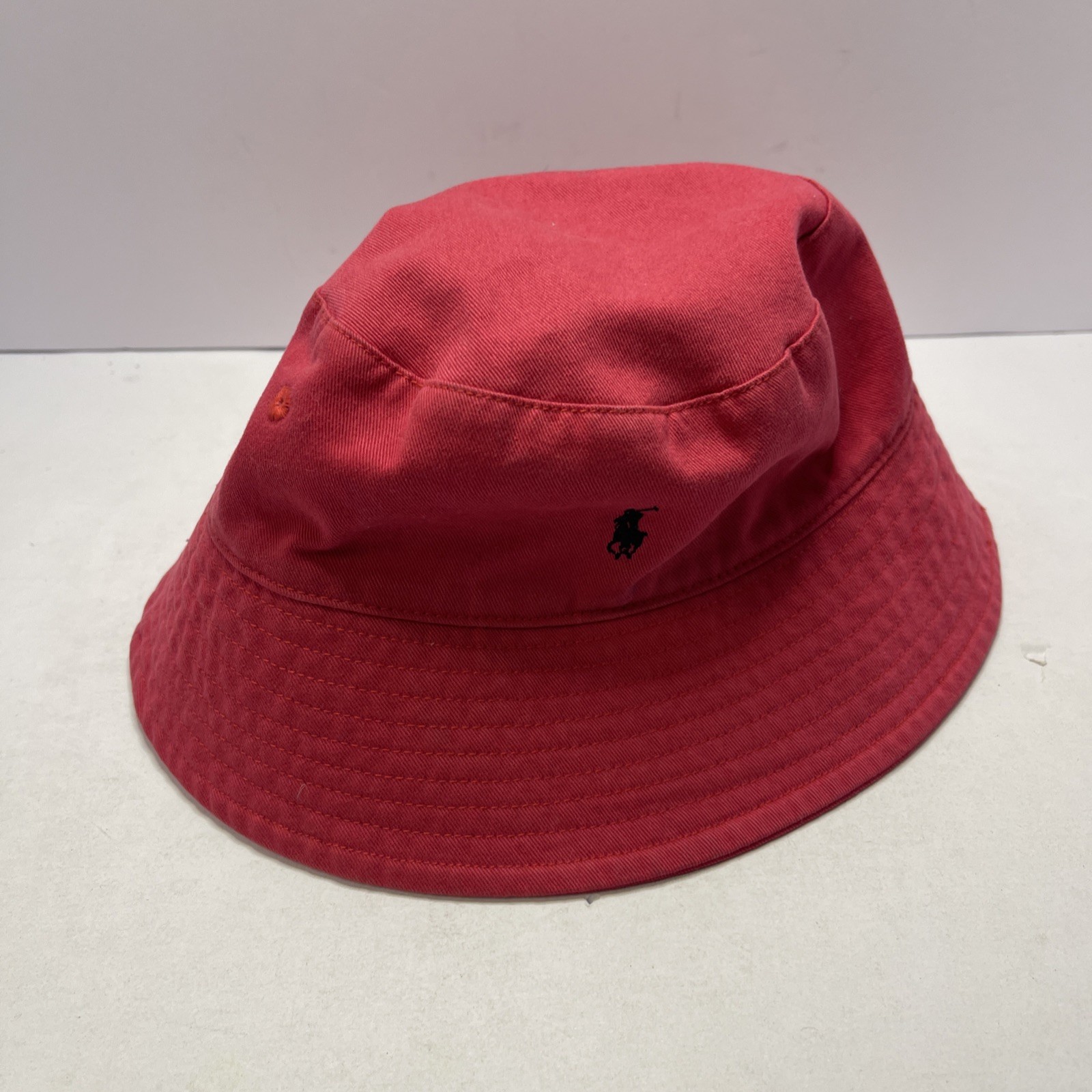 Cappello vintage Polo Ralph Lauren secchiello neonato rosa rosso chiaro blu navy pony chino
