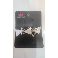 Paparazzi hair clip Know all the triangles silver NWT
