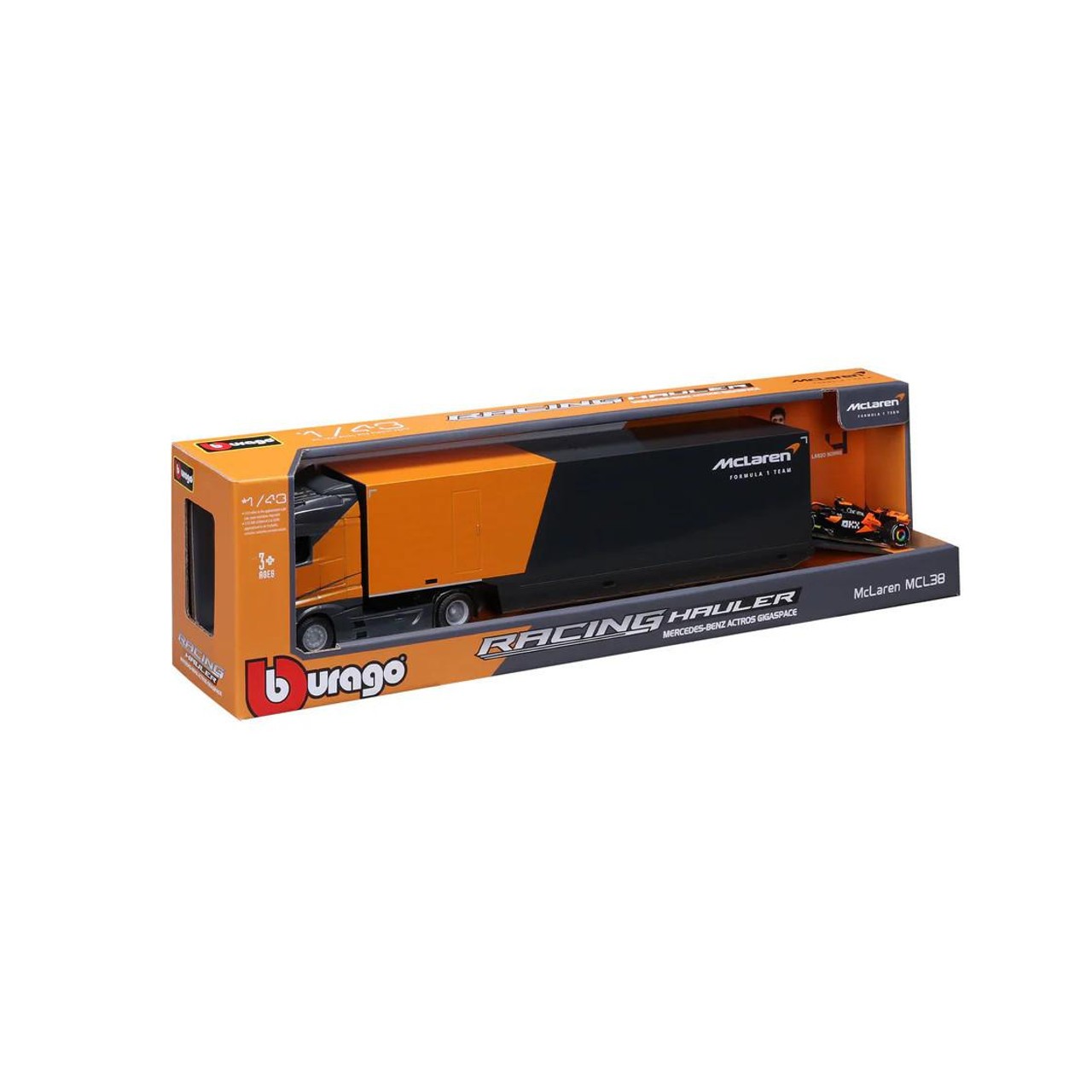 1:43 Bburago B18-38401 Mercedes McLaren Racing Transporter with Car 2024