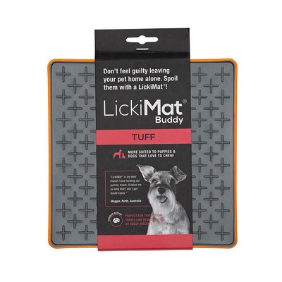 Lickimat Buddy Tuff Slow Food Bowl Anti-Anxiety Licking Mat For Dogs (Orange) -