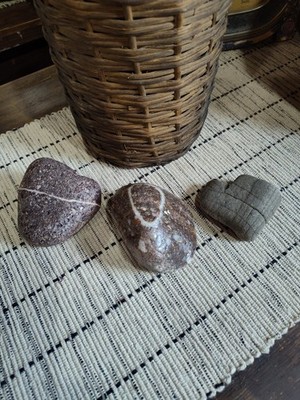 3  Banded Heart Wishing Stones Rock Tumbled in the River of the Rocky Mountains 