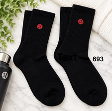 NWOT Lululemon Daily Essentials Black with Embriodered Logo Socks M/L 2 Pairs