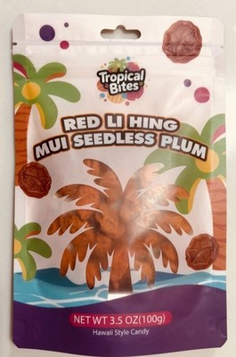 Tropical Bites Red Li Hing Mui Seedless Plums Pack of 12/3.5oz 