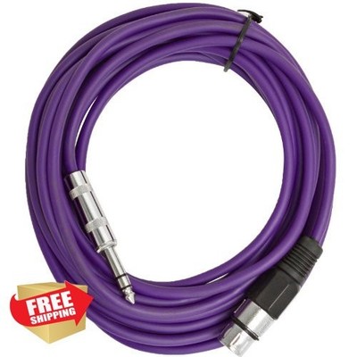 Seismic Audio SATRXL-F25 Purple XLR Female to 1/4'' TRS Snake