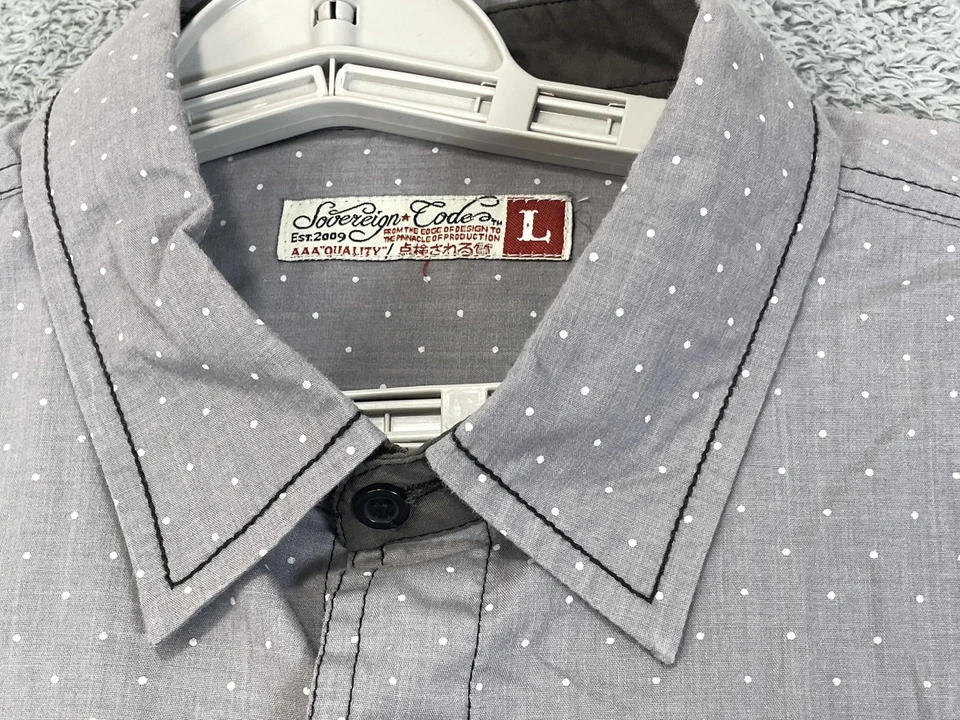 Sovereign Code Shirt Mens Large Gray Dot Wickford Long Sleeve Button Up SCW150LS - Image 2 of 4