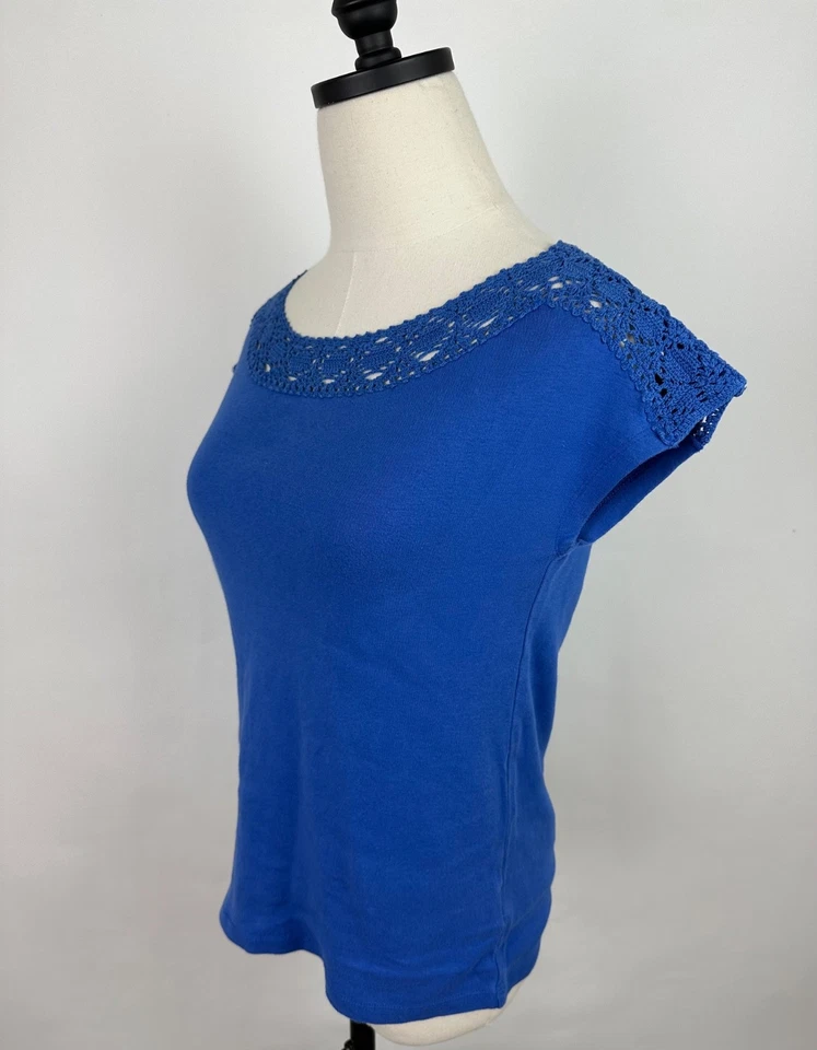 Vintage Y2K LRL Ralph Lauren Shirt Womens Small Babydoll Tee Crochet T-shirt Mom - Image 3 of 4