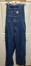 Carhartt Blue Denim Overalls Bibs Men's 36x30 Loose Fit Workwear OR4672-M