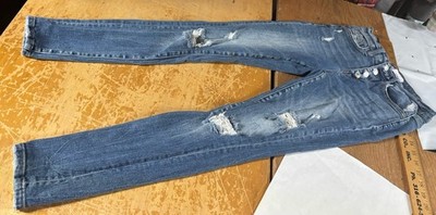 VERVET Flying Monkey Wave Mid Rise Exposed Button Fly Skinny Jeans Womens 26
