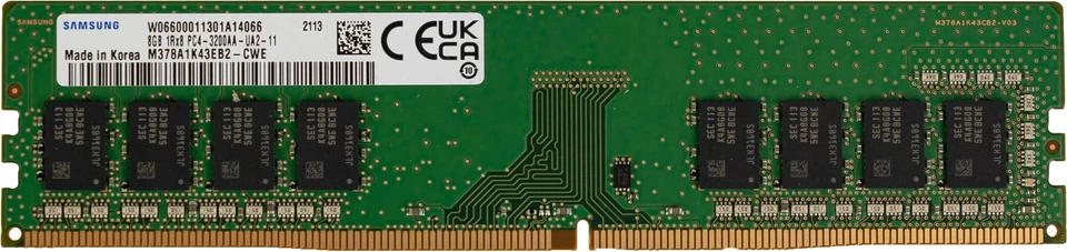 SAMSUNG 8GB 1Rx8 PC4-3200AA-UA2-11 M378A1K43EB2-CWE CL19 Dual Rank OPENBOX UDIMM