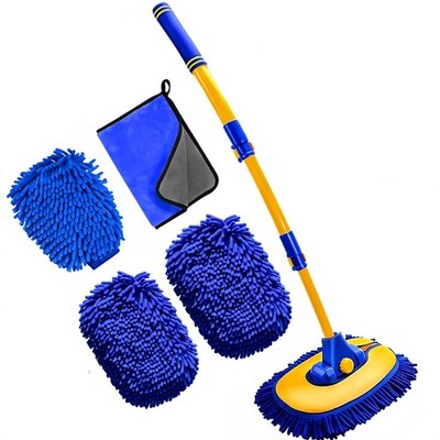 Upgrade Car Wash Brush Mop with Long Handle, Car Washing Brush Kit with Scrat...