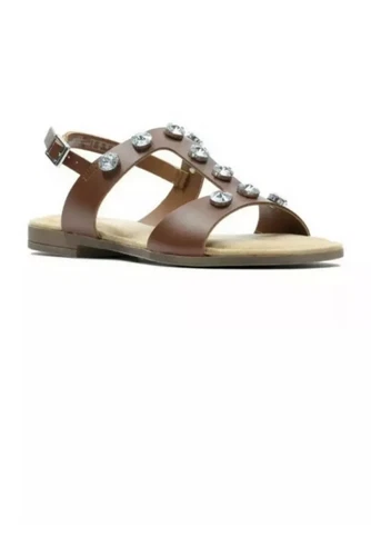Nuovi sandali piatti Clarks Ottilie Ray in pelle marrone con fibbia e cinturino 6 D 39 5