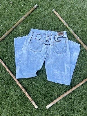 Vintage Dolce Gabbana Mens Denim Jeans Y2K Luxury Brand Logo Style Size 36