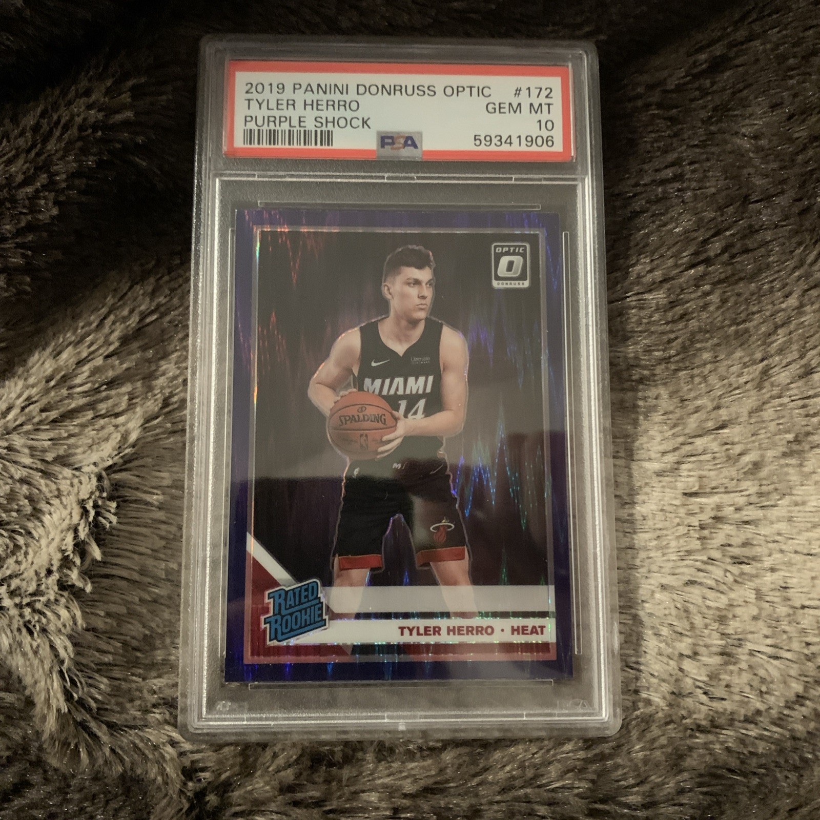 2019 PANINI DONRUSS OPTIC PURPLE SHOCK #172 TYLER HERRO ROOKIE RC PSA 10